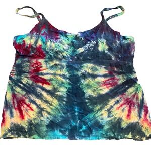 DHARMA TRADING CO. Tie-Dye Tie-back Cami Backless Tank XL Boho Hippie Festival